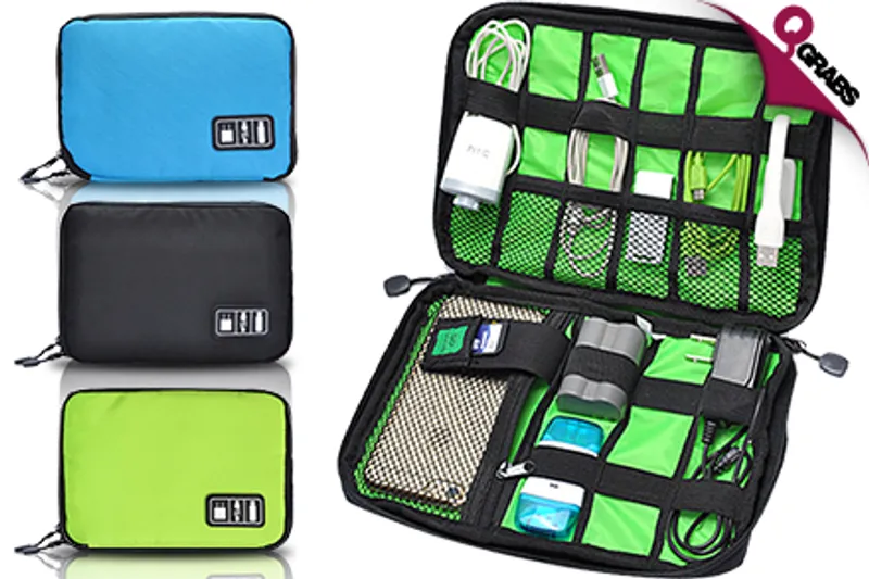 For QR45 Travel Smarter with a Gadget & Cable Organizer - Available in Blue, Black OR Green! (QR178 Value)